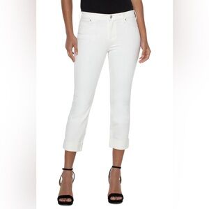 NWT Liverpool High Rise Crop Charlie‎ Wide Rolled Cuff Bright White Size 14/32